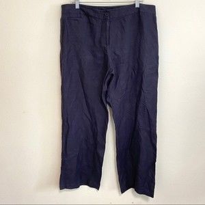 Eileen Fisher Linen Wide Leg Pants Navy L